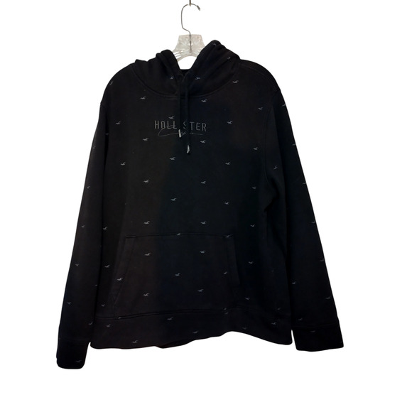 Hollister Mens Hoodie Small Black Bird Logo Print Sweatshirt Sz XL - Picture 1 of 7